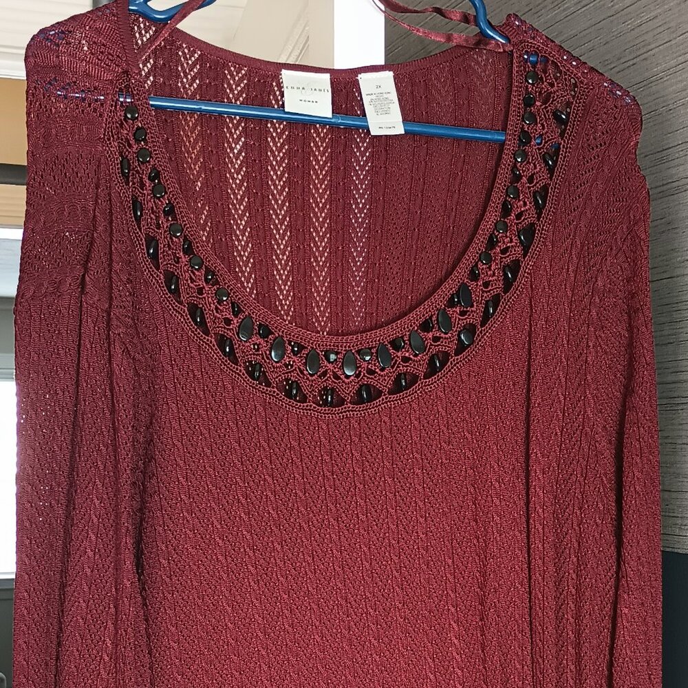 Knit Red Blouse 2x